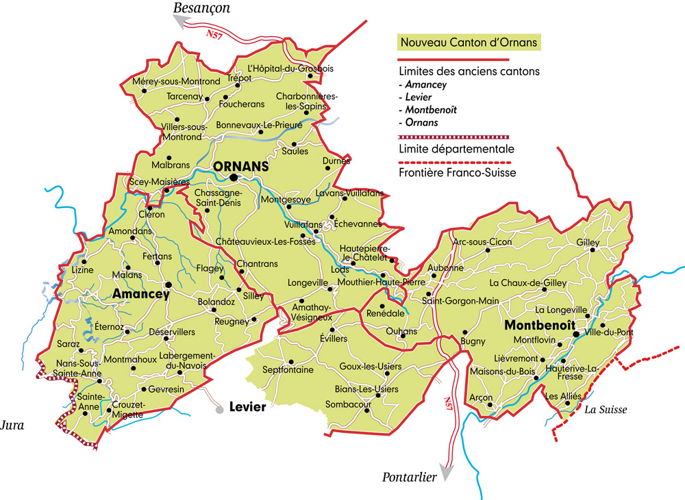 Canton d'Ornans 2015, Le Doubs, La route des communes